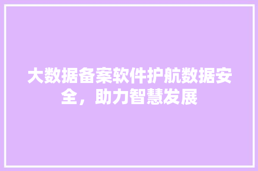 大数据备案软件护航数据安全，助力智慧发展  第1张