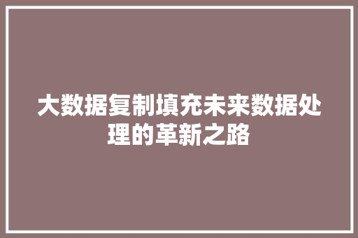 大数据复制填充未来数据处理的革新之路  第1张