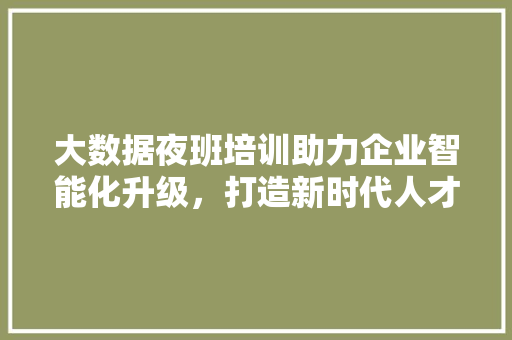 大数据夜班培训助力企业智能化升级，打造新时代人才队伍  第1张