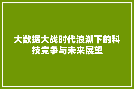 大数据大战时代浪潮下的科技竞争与未来展望  第1张