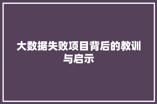 大数据失败项目背后的教训与启示  第1张