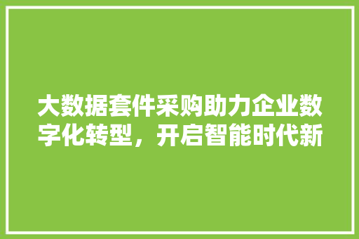 大数据套件采购助力企业数字化转型，开启智能时代新篇章  第1张