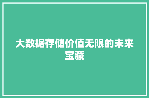 大数据存储价值无限的未来宝藏