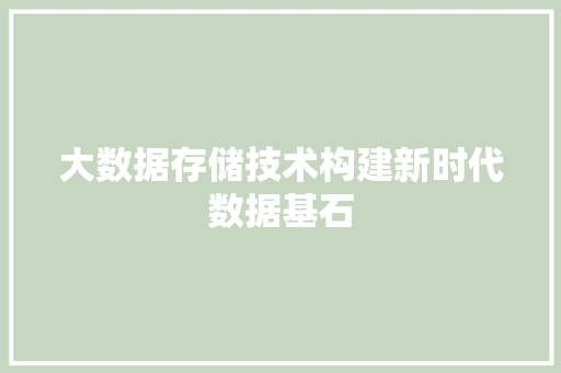 大数据存储技术构建新时代数据基石  第1张