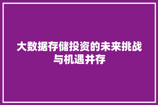 大数据存储投资的未来挑战与机遇并存  第1张