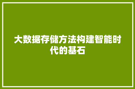 大数据存储方法构建智能时代的基石  第1张