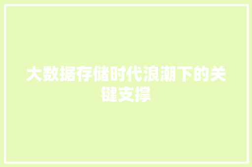 大数据存储时代浪潮下的关键支撑