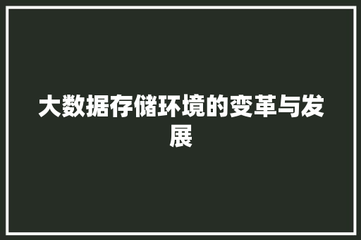 大数据存储环境的变革与发展  第1张