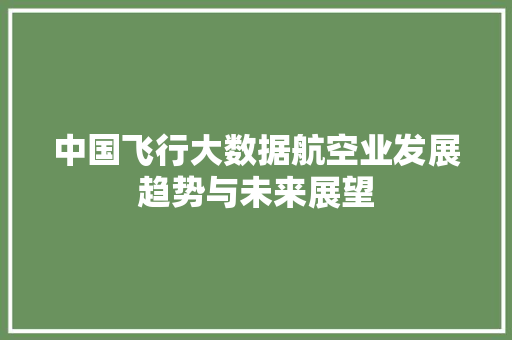 中国飞行大数据航空业发展趋势与未来展望