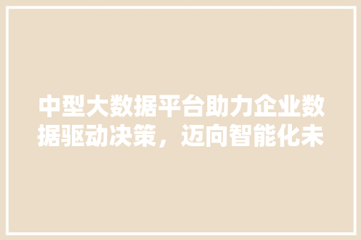 中型大数据平台助力企业数据驱动决策，迈向智能化未来