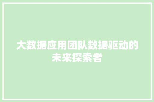 大数据应用团队数据驱动的未来探索者  第1张