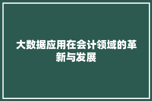 大数据应用在会计领域的革新与发展  第1张
