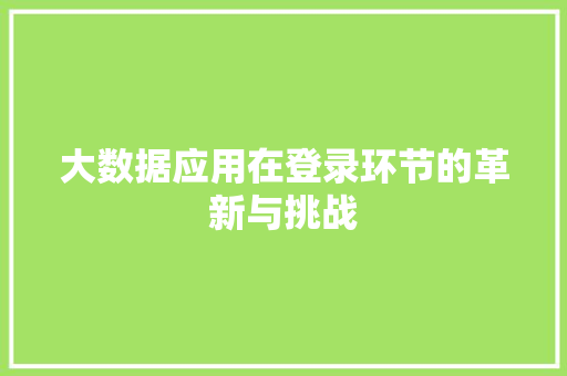 大数据应用在登录环节的革新与挑战