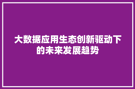 大数据应用生态创新驱动下的未来发展趋势