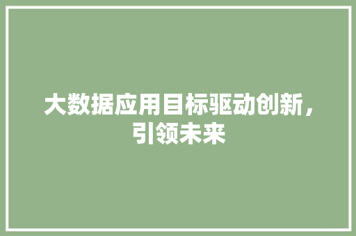 大数据应用目标驱动创新，引领未来  第1张