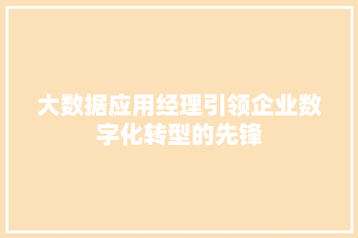 大数据应用经理引领企业数字化转型的先锋