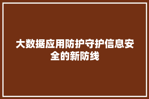 大数据应用防护守护信息安全的新防线