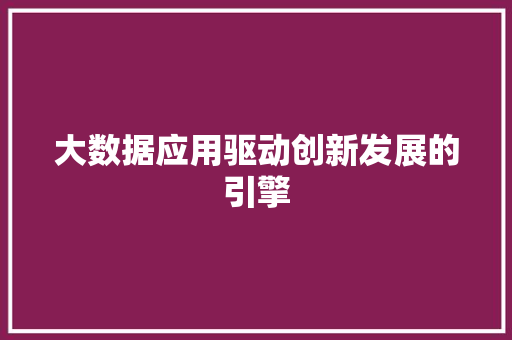 大数据应用驱动创新发展的引擎