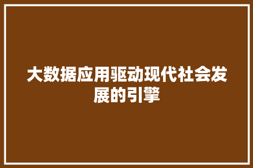 大数据应用驱动现代社会发展的引擎