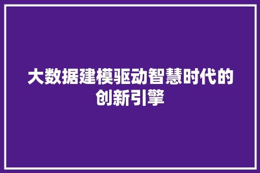 大数据建模驱动智慧时代的创新引擎