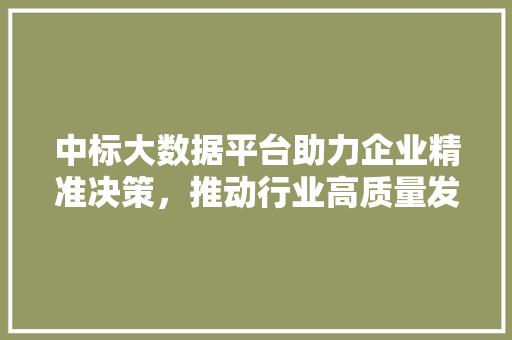 中标大数据平台助力企业精准决策，推动行业高质量发展
