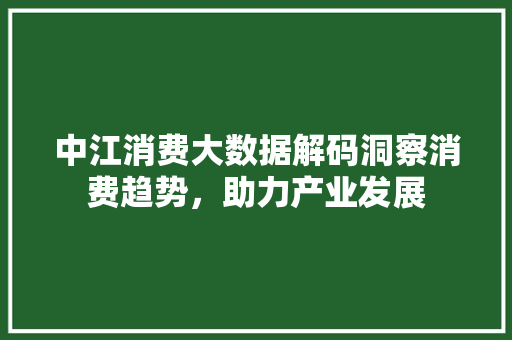 中江消费大数据解码洞察消费趋势，助力产业发展
