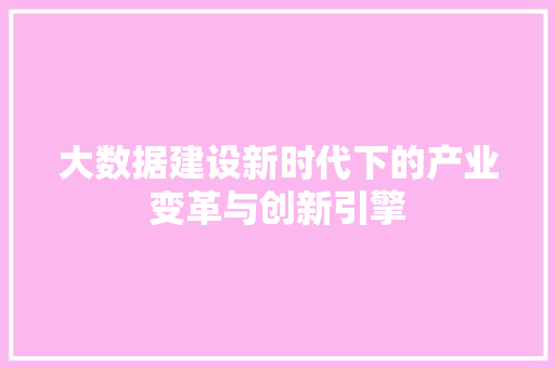 大数据建设新时代下的产业变革与创新引擎