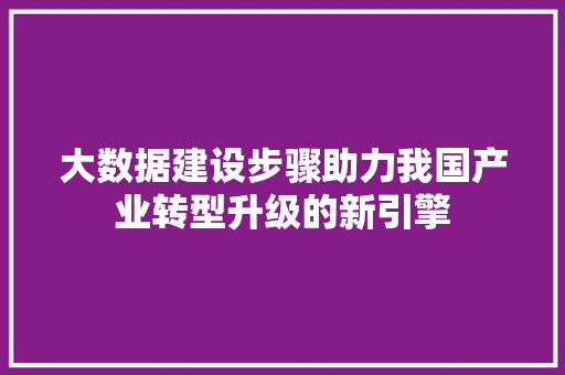 大数据建设步骤助力我国产业转型升级的新引擎