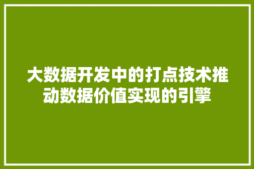 大数据开发中的打点技术推动数据价值实现的引擎