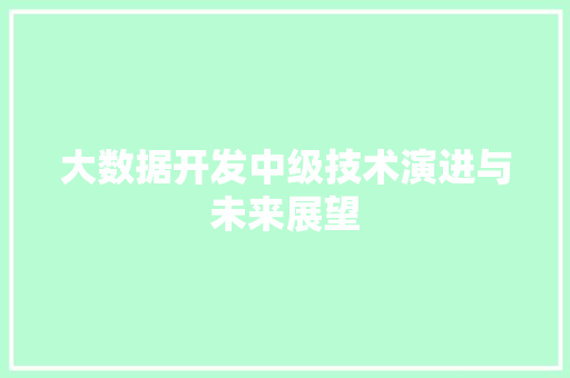 大数据开发中级技术演进与未来展望