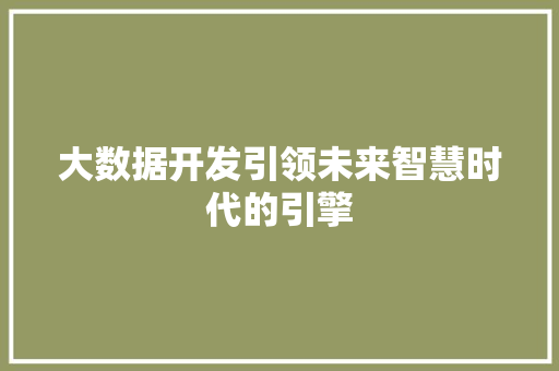 大数据开发引领未来智慧时代的引擎  第1张