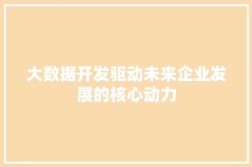 大数据开发驱动未来企业发展的核心动力  第1张