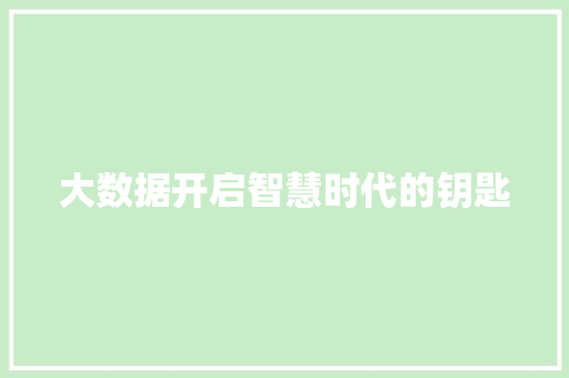大数据开启智慧时代的钥匙  第1张