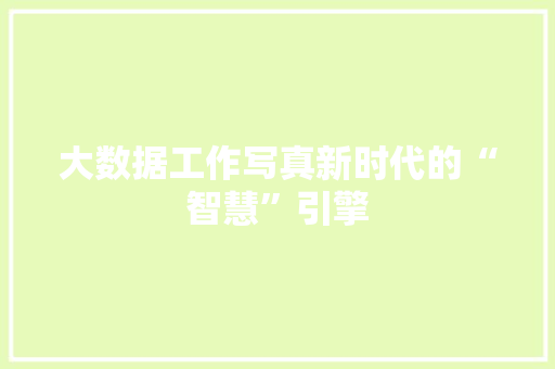 大数据工作写真新时代的“智慧”引擎  第1张