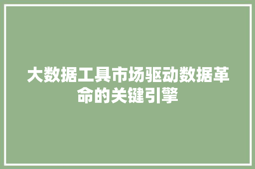 大数据工具市场驱动数据革命的关键引擎