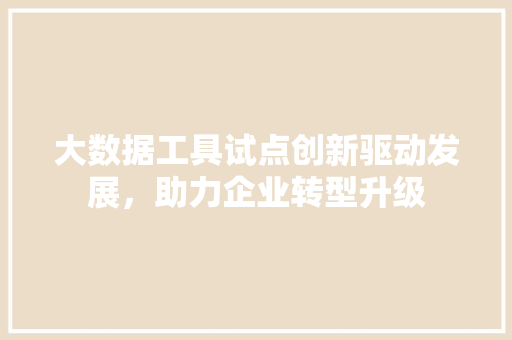大数据工具试点创新驱动发展，助力企业转型升级