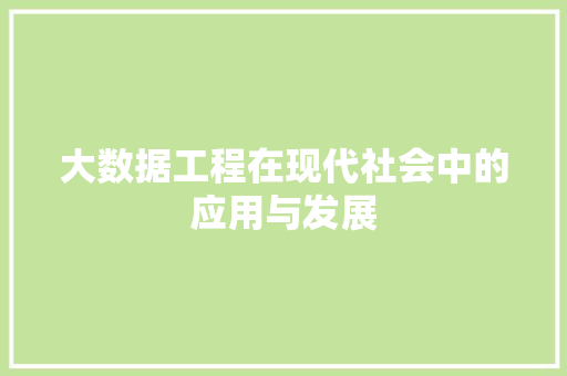 大数据工程在现代社会中的应用与发展