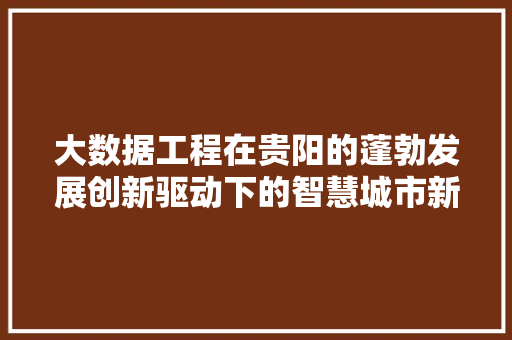 大数据工程在贵阳的蓬勃发展创新驱动下的智慧城市新篇章  第1张