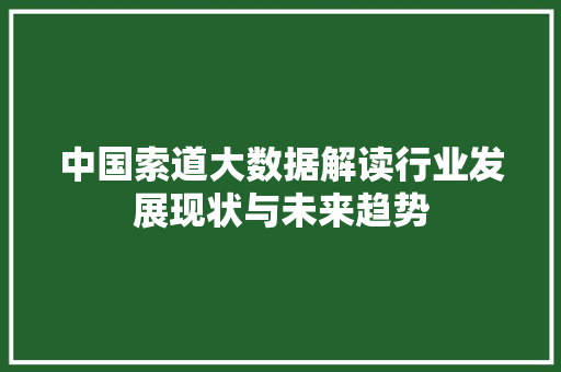 中国索道大数据解读行业发展现状与未来趋势