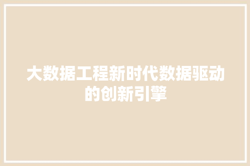 大数据工程新时代数据驱动的创新引擎