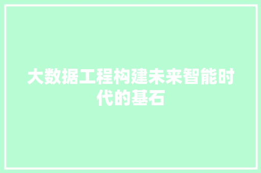 大数据工程构建未来智能时代的基石  第1张