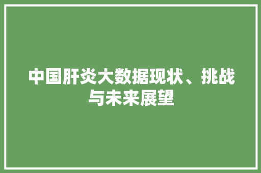 中国肝炎大数据现状、挑战与未来展望