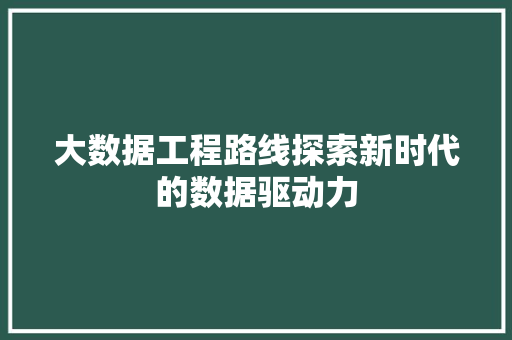 大数据工程路线探索新时代的数据驱动力