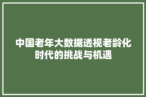 中国老年大数据透视老龄化时代的挑战与机遇