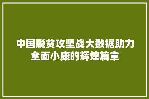 中国脱贫攻坚战大数据助力全面小康的辉煌篇章  第1张