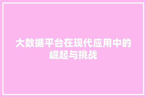 大数据平台在现代应用中的崛起与挑战  第1张