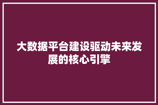 大数据平台建设驱动未来发展的核心引擎  第1张