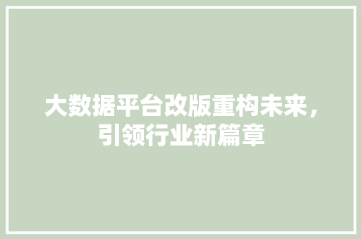 大数据平台改版重构未来，引领行业新篇章  第1张