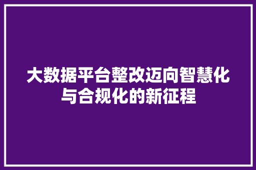 大数据平台整改迈向智慧化与合规化的新征程  第1张