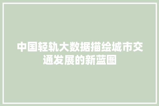 中国轻轨大数据描绘城市交通发展的新蓝图